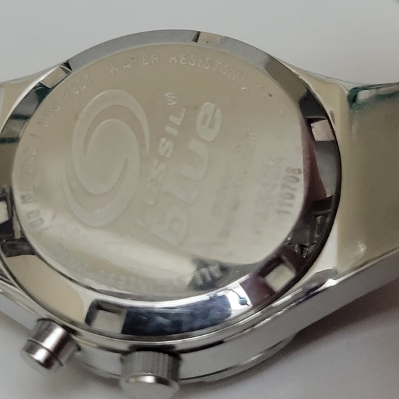 Fossil Blue Ladies Watch Silver Tone Band Pink Face New Battery - Picture 9 of 14